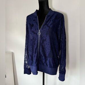Elegant Navy Lace Women's Jacket
